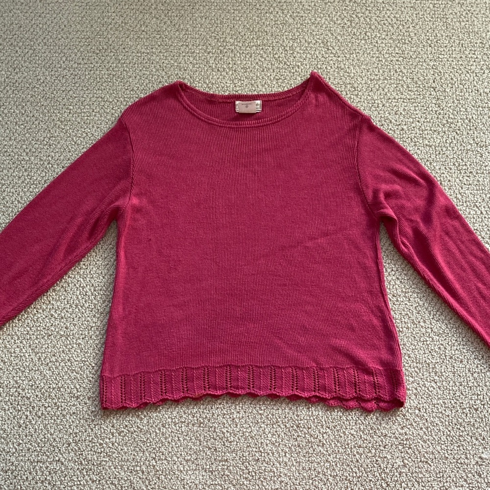 Coldwater Creek Vintage Knit Pullover Sweater Wine Red Small Soft Crewneck EUC